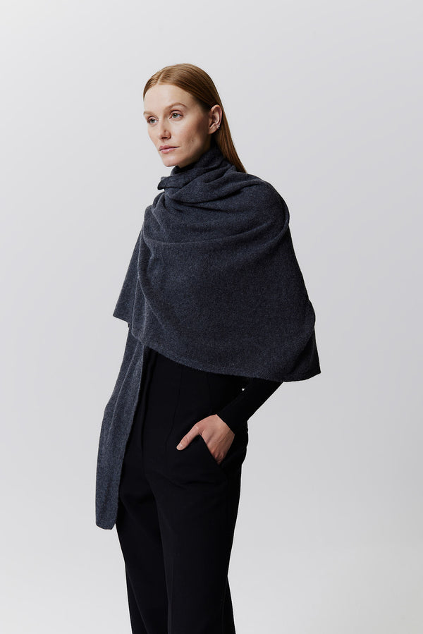 Prinz Berlin Kaschmir Schal Fine Knit Graphit Auslauf