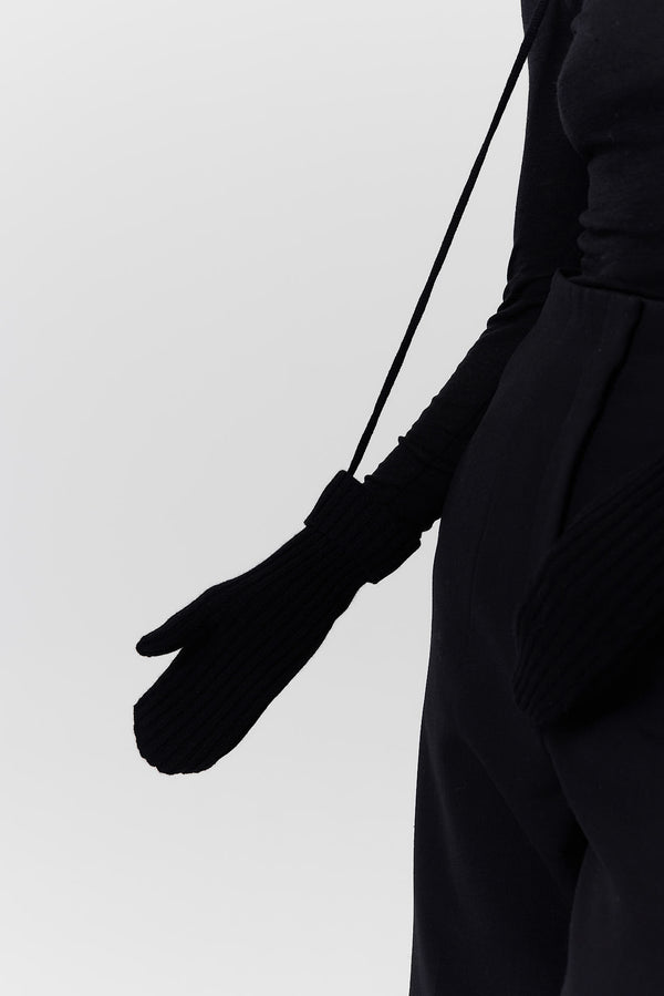 Prinz Berlin Kaschmir Mittens Rib Knit Schwarz Verkauf