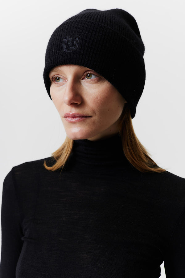 Prinz Berlin Kaschmir Beanie Classic Knit Schwarz