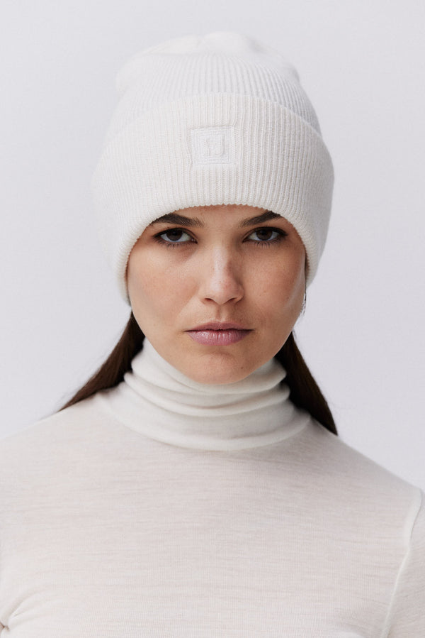 Prinz Berlin Kaschmir Beanie Classic Knit Off-White Günstiger Verkauf