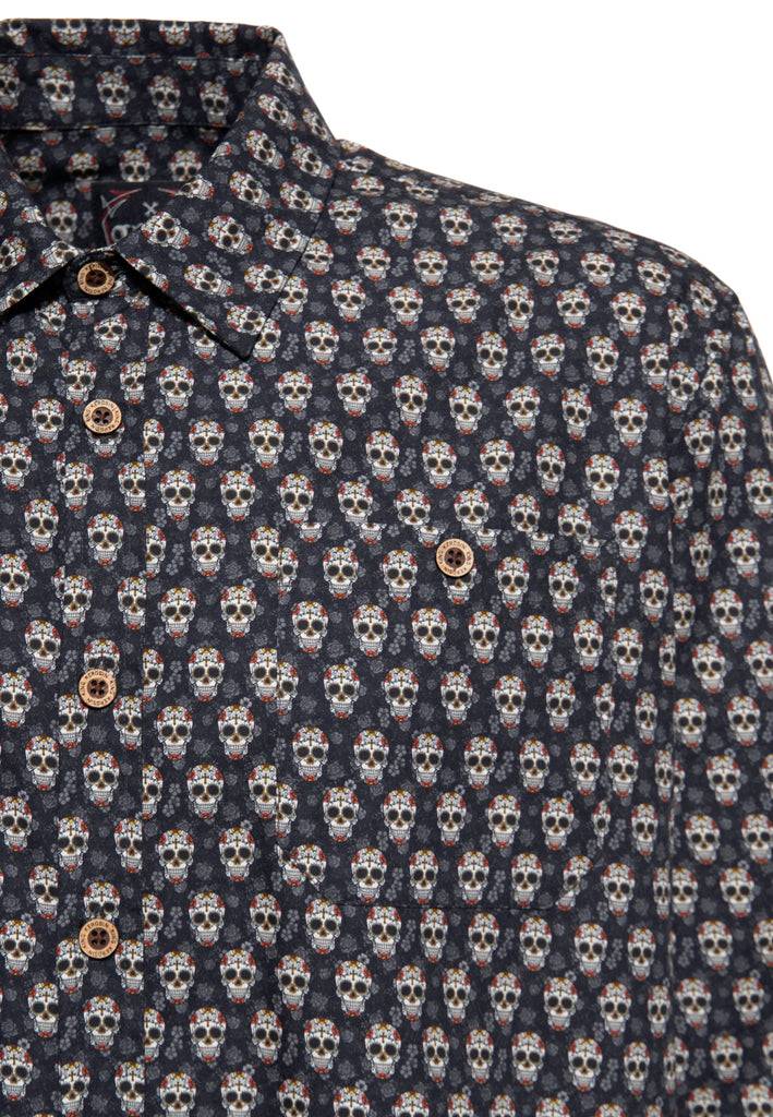 Queen Kerosin Langarmhemd «Calavera» Angebote