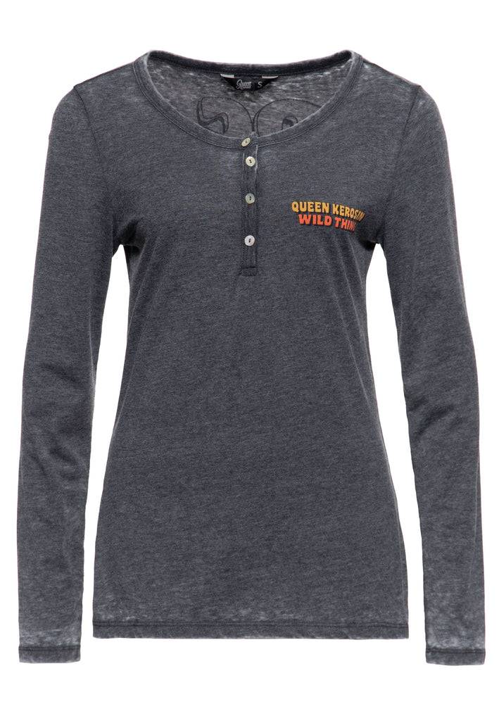 Queen Kerosin Enzym Wash Langarmshirt «Rock Your Life» Blitzverkäufe