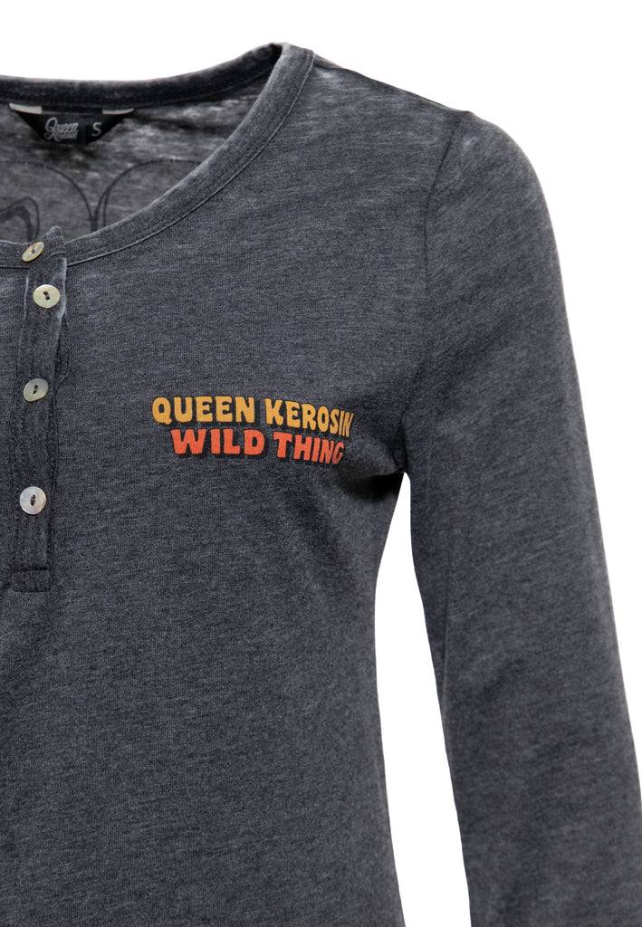 Queen Kerosin Enzym Wash Langarmshirt «Rock Your Life» Blitzverkäufe