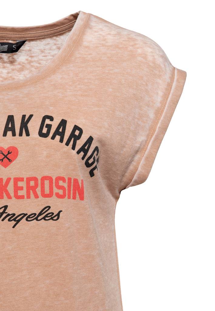 Queen Kerosin Enzym Wash T-Shirt «Heartbreak Garage» Outlet