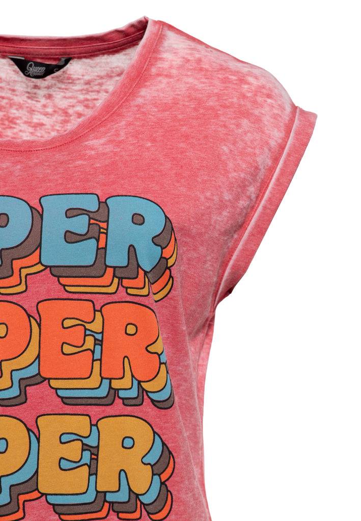 Queen Kerosin Enzym Wash T-Shirt «Super Cutie» Auslauf