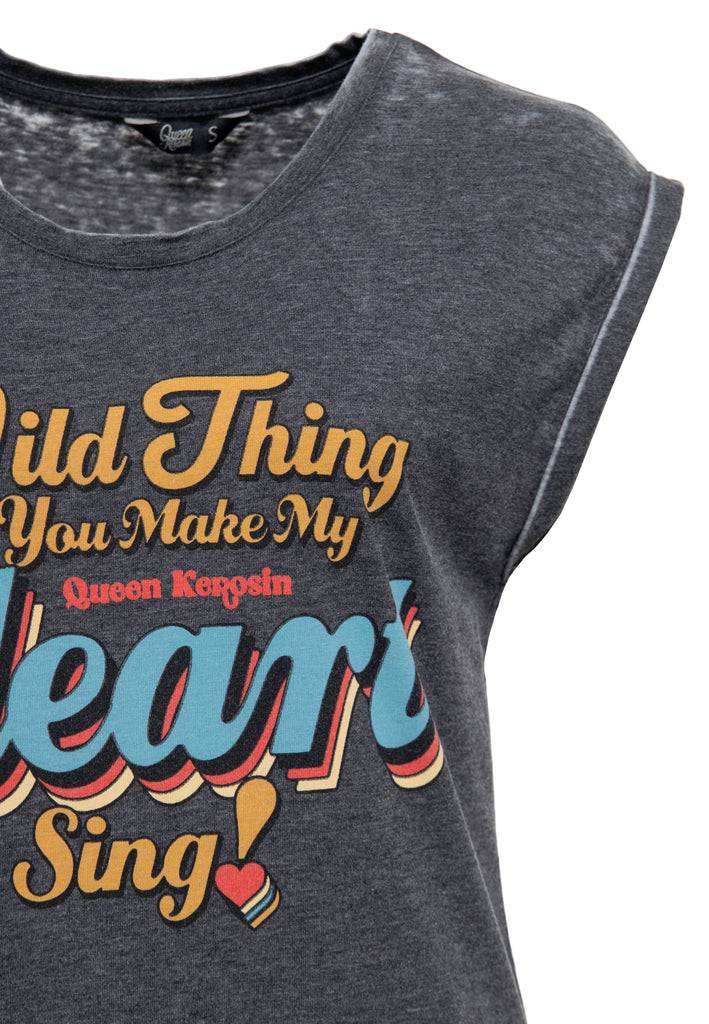 Queen Kerosin Enzym Wash T-Shirt «Wild Thing» Verkauf