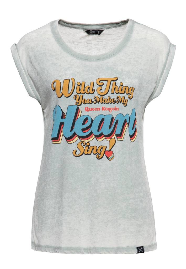 Queen Kerosin Enzym Wash T-Shirt «Wild Thing» Verkauf