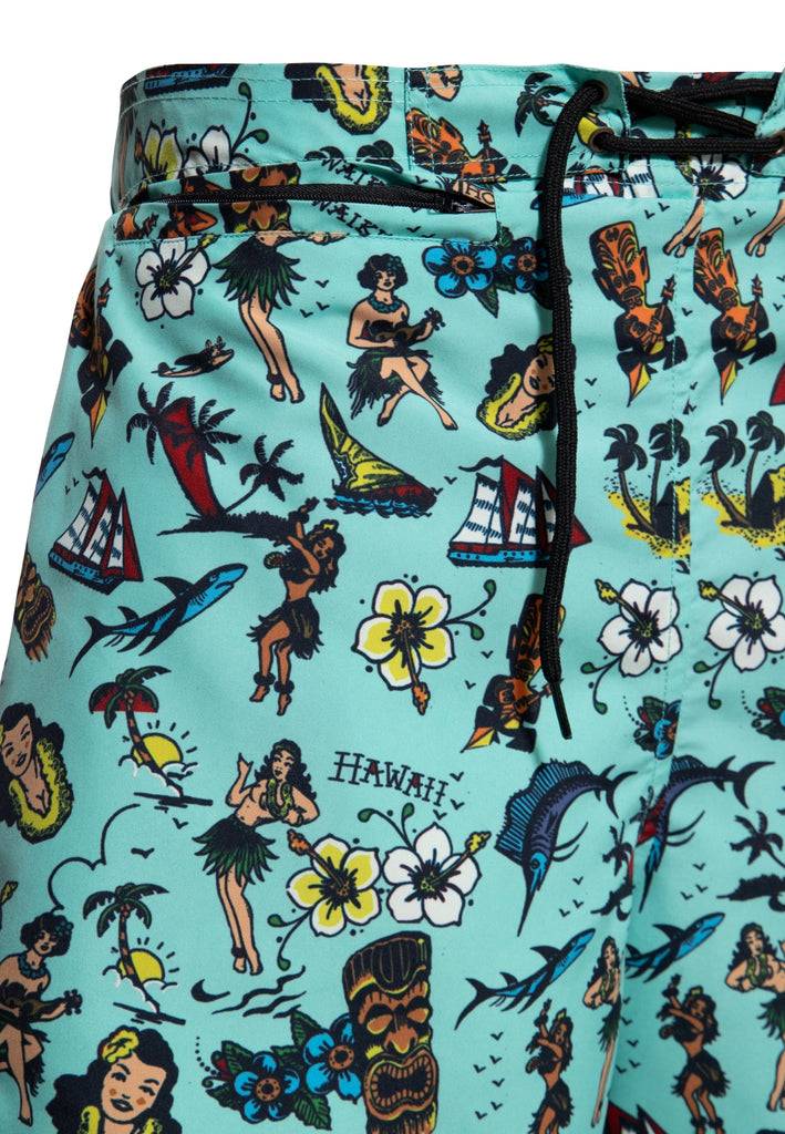 Queen Kerosin Badeshorts «Hawaii» Schlussverkauf