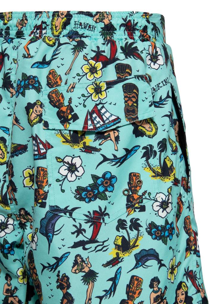 Queen Kerosin Badeshorts «Hawaii» Schlussverkauf