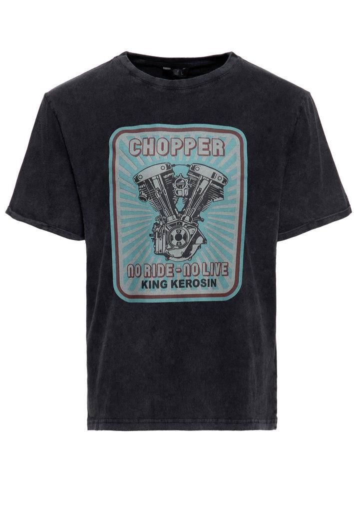 Queen Kerosin Acid-Washed T-Shirt «No Ride No Life»