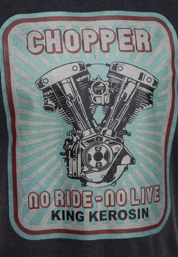 Queen Kerosin Acid-Washed T-Shirt «No Ride No Life» Meist gekauft