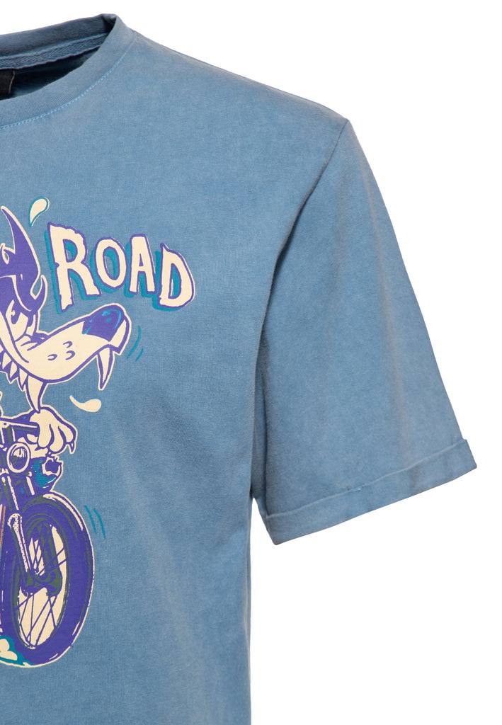 Queen Kerosin Acid-Washed T-Shirt «Split The Road» Blitzverkäufe