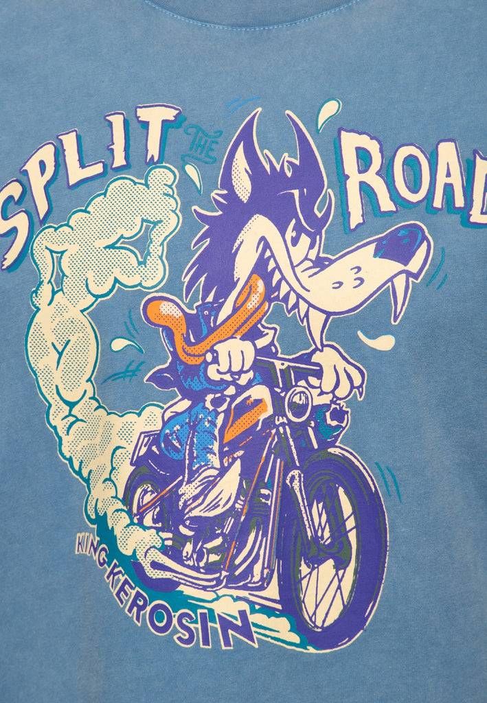 Queen Kerosin Acid-Washed T-Shirt «Split The Road» Blitzverkäufe