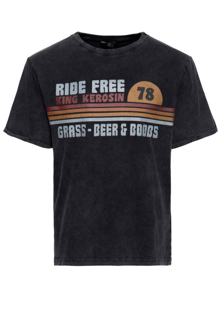 Queen Kerosin Acid-Washed T-Shirt «Grass, Beer & Boobs» Online