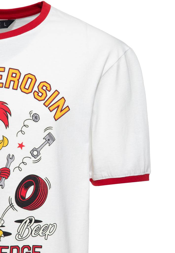 Queen Kerosin Ringer T-Shirt «Beep Beep» Fabrikverkauf