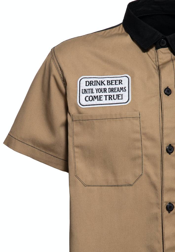 Queen Kerosin Workwear Kurzarm Hemd «All You Need is Beer» Osterangebot