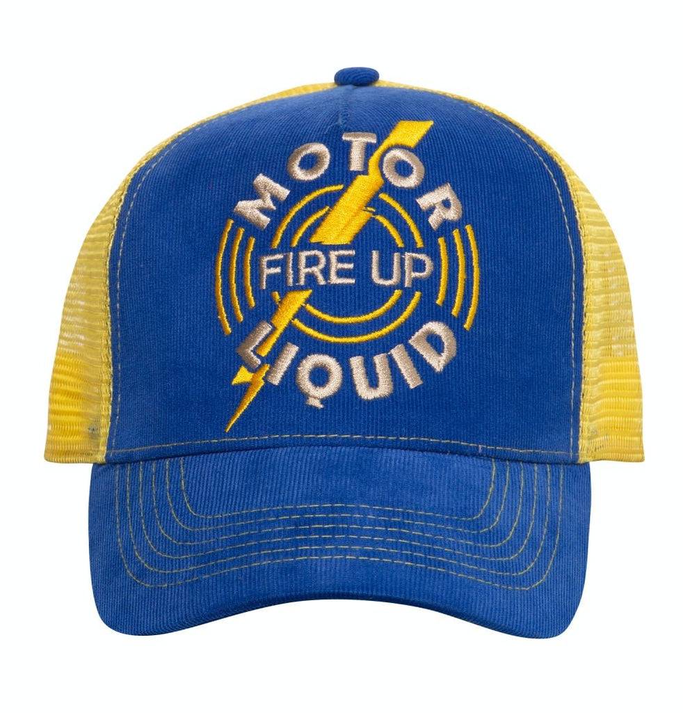 Queen Kerosin Trucker Cap aus Feincord mit kontrastierendem Mesh «Fire Up» Verkauf