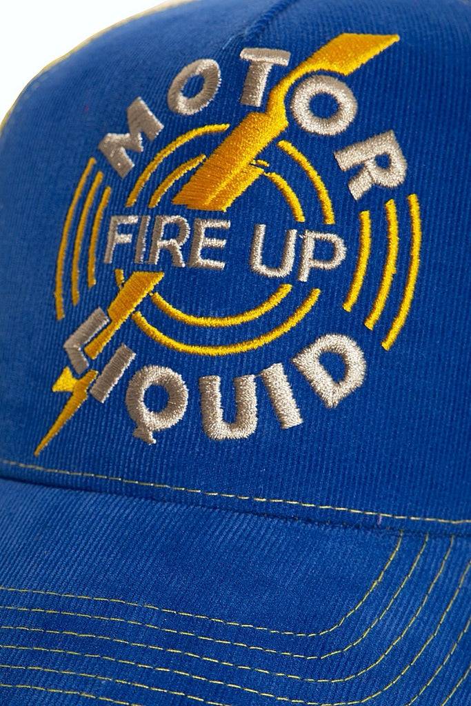 Queen Kerosin Trucker Cap aus Feincord mit kontrastierendem Mesh «Fire Up» Verkauf