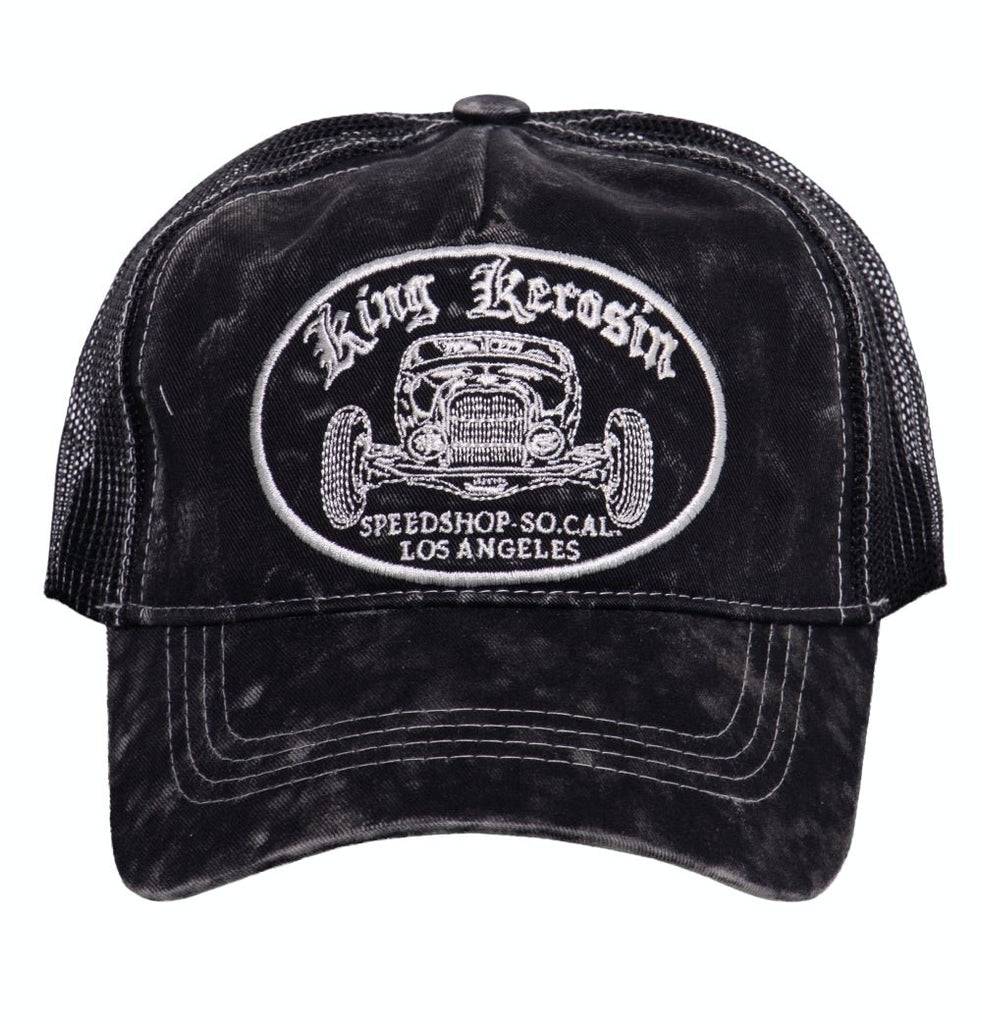 Queen Kerosin Trucker Cap mit Stickerei in der Front und Enzymwash «Speedshop SoCal» Hotsell
