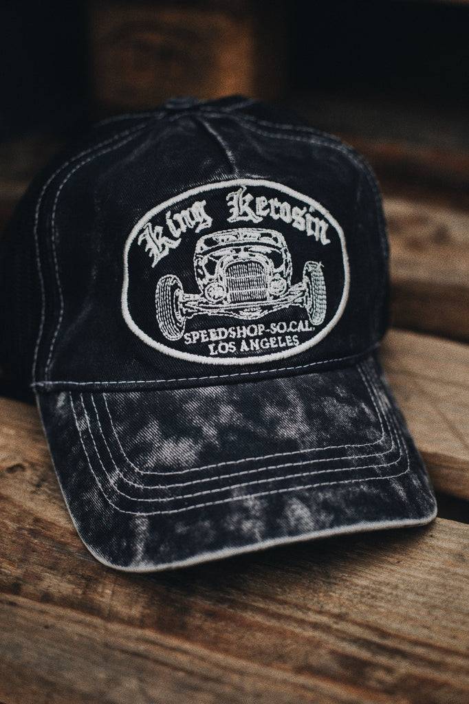 Queen Kerosin Trucker Cap mit Stickerei in der Front und Enzymwash «Speedshop SoCal» Hotsell