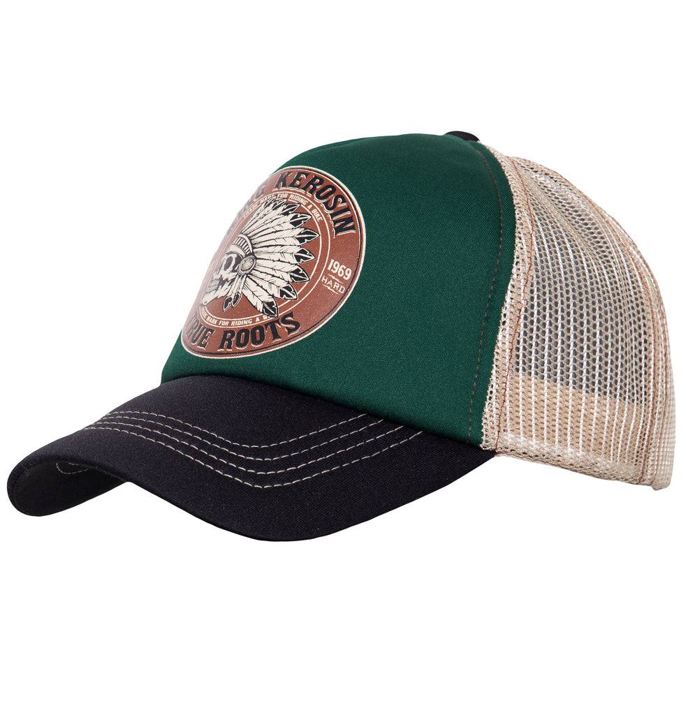 Queen Kerosin Trucker Cap mit Mesheinsatz und Print «True Roots»
