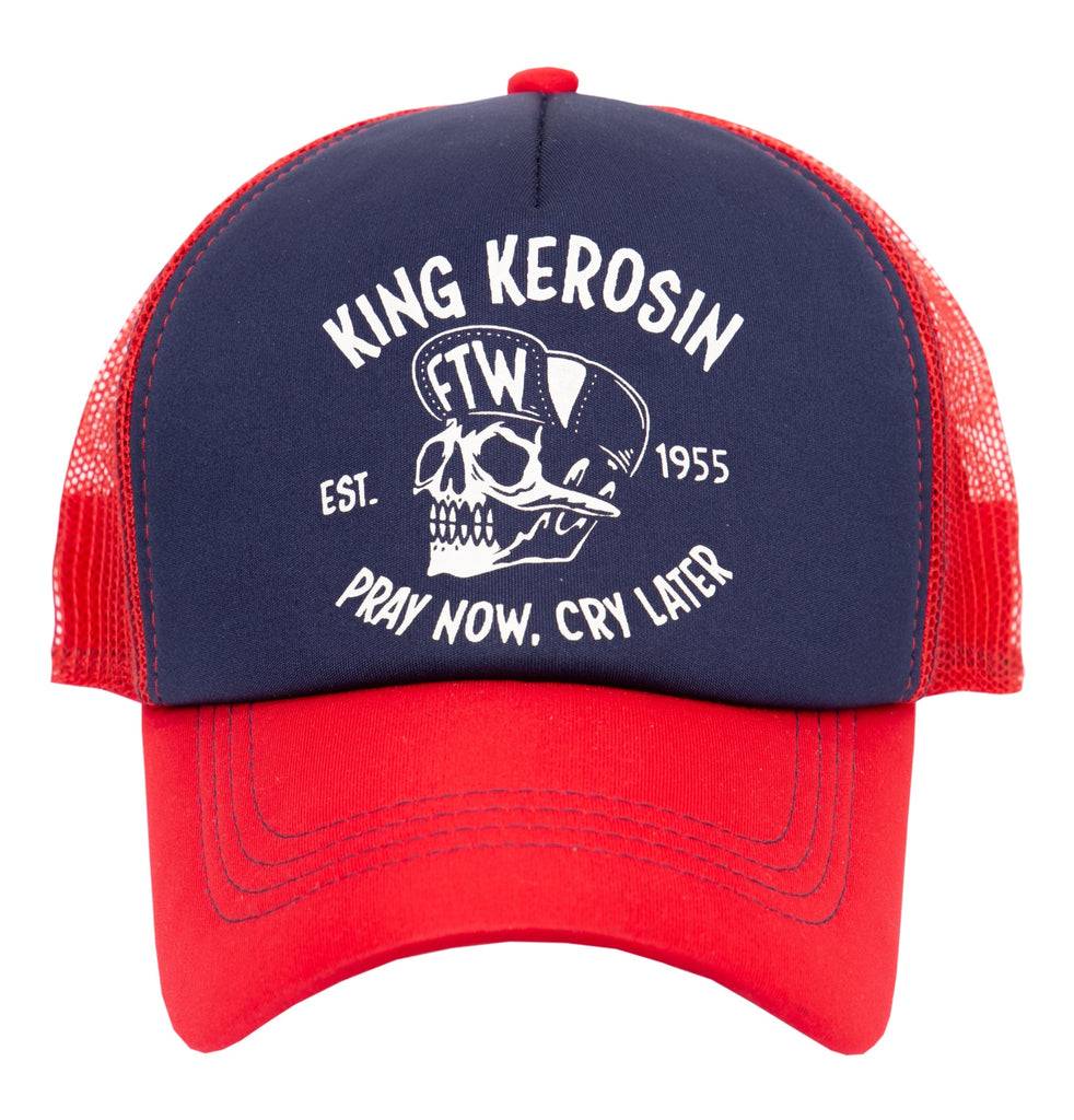 Queen Kerosin Trucker Cap «mit kontrastfarbenem Print «Pray now. cray later» Outlet