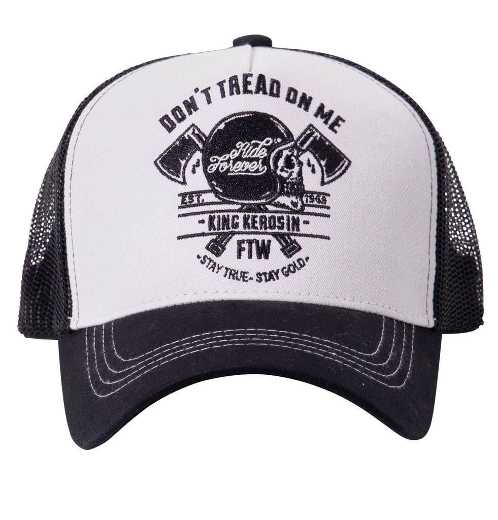 Queen Kerosin Trucker Cap mit Front-Stickerei «Don't Tread On Me» Schlussverkauf
