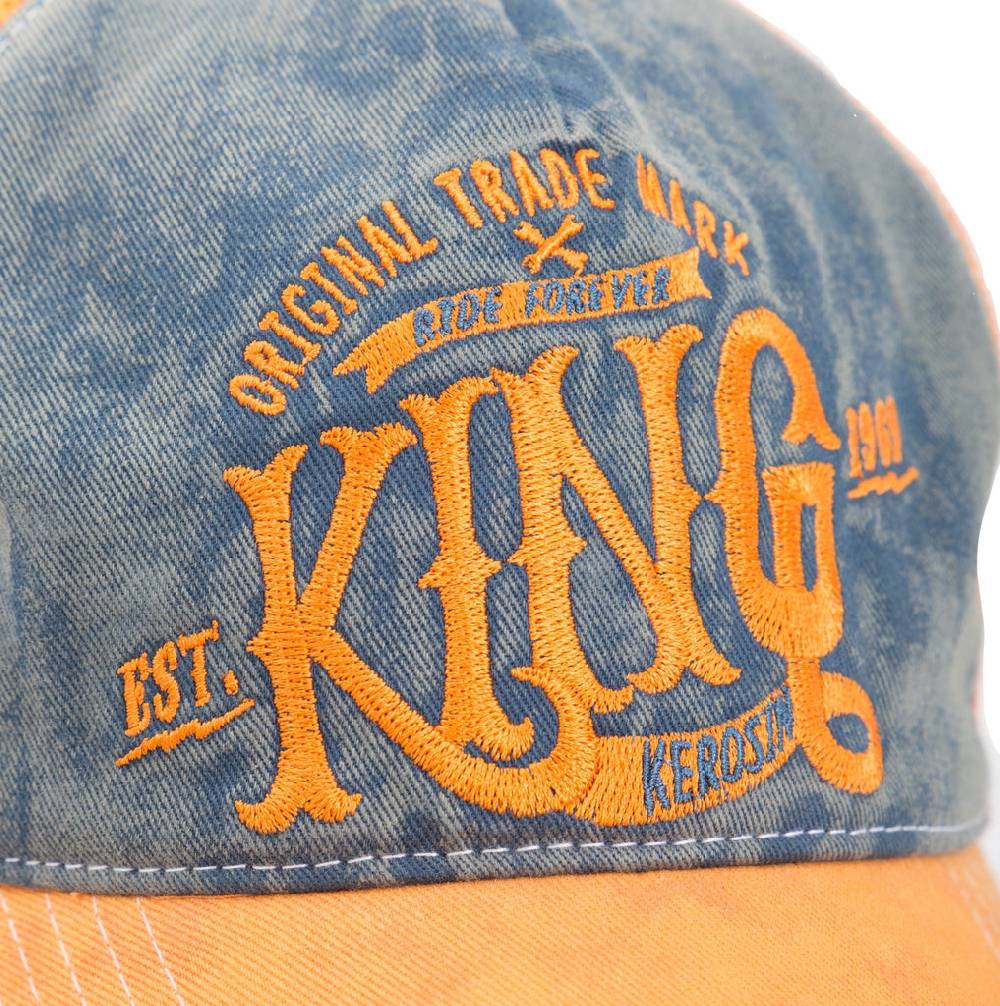 Queen Kerosin Trucker Cap mit Denim Einsatz im Used Look «KING» Blitzverkäufe