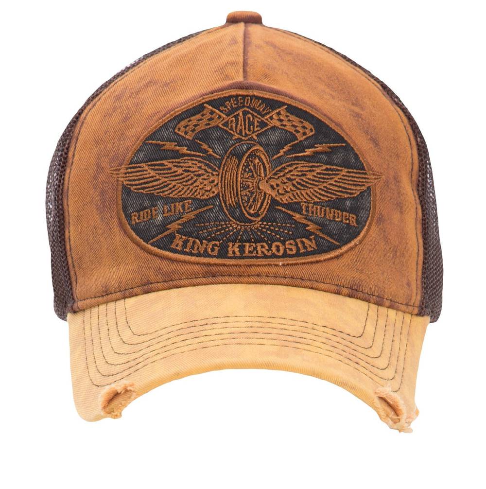 Queen Kerosin Trucker Trucker Cap im Vintage Jeans Look «Ride like Thunder» Online