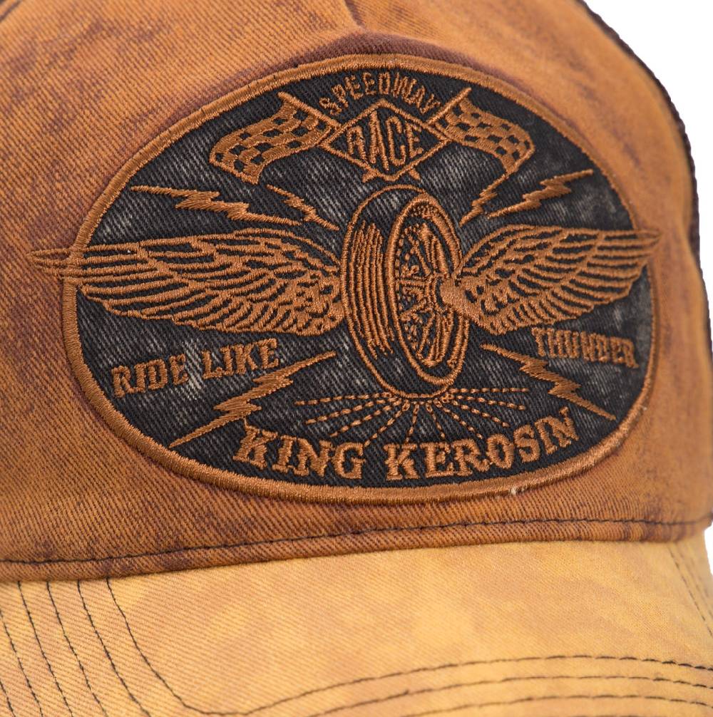 Queen Kerosin Trucker Trucker Cap im Vintage Jeans Look «Ride like Thunder» Online