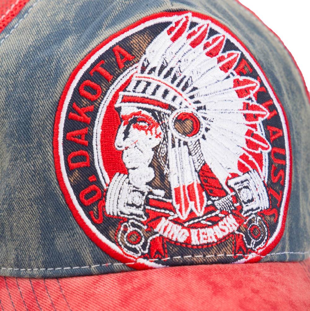 Queen Kerosin Trucker Cap mit Denim Einsatz im Used Look «True Roots» Outlet