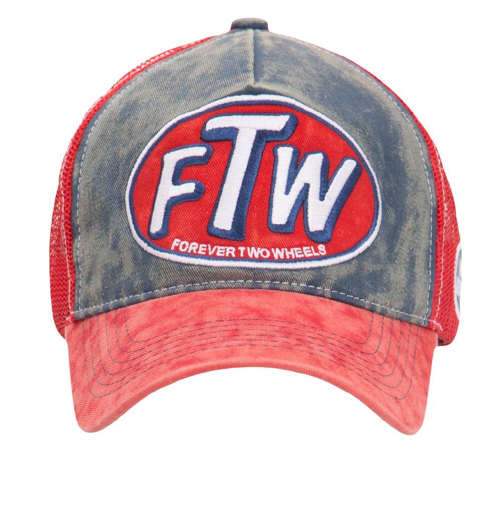 Queen Kerosin Trucker Cap mit Denim Einsatz im Used Look «FTW» Auslauf