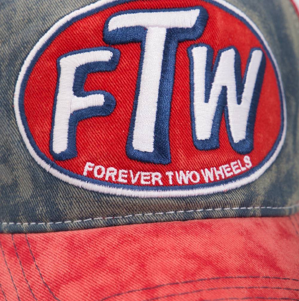 Queen Kerosin Trucker Cap mit Denim Einsatz im Used Look «FTW» Auslauf