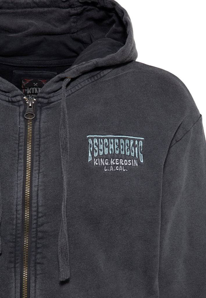 Queen Kerosin Acid washed Zip Hoodie «Psychedelic Custom Chopper» Angebote