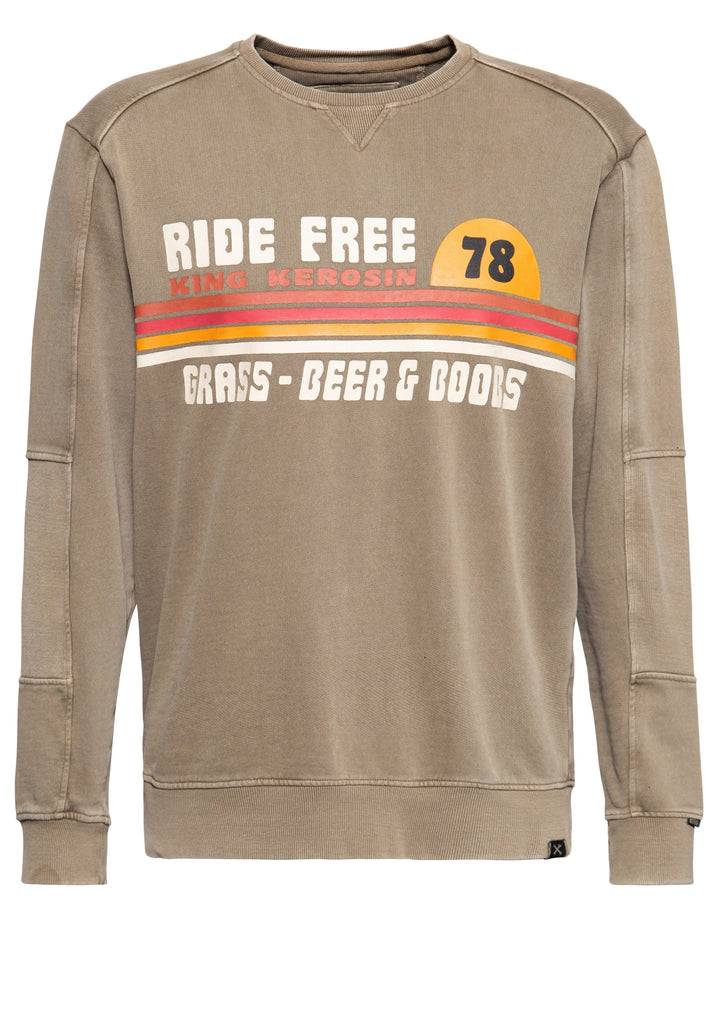 Queen Kerosin Pullover Acidwashed «Ride Grass Boobs»