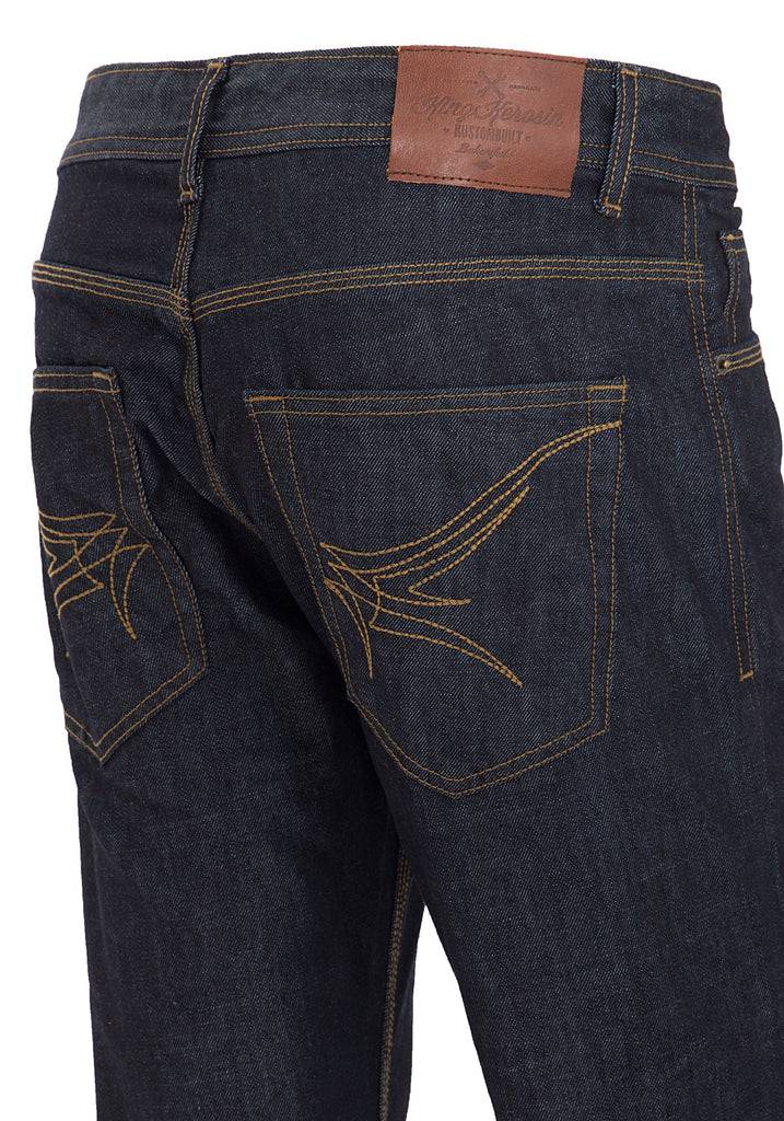 Queen Kerosin Regular Fit Jeans in dark blue mit Logo-Patch «Robin» Günstiger Verkauf