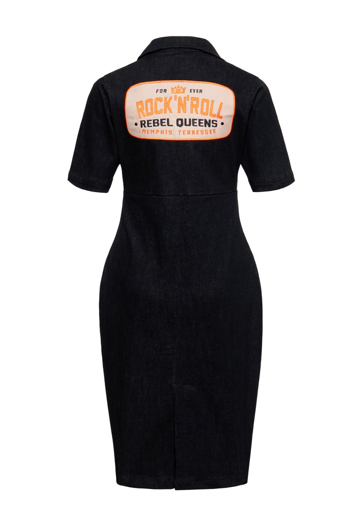 Queen Kerosin Denim Etuikleid «Rebel Queens» Hotsell