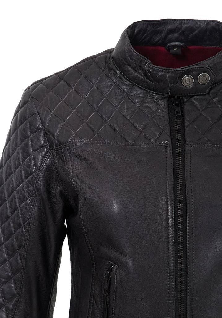 Queen Kerosin Lederjacke mit Kontrastfutter Auslauf