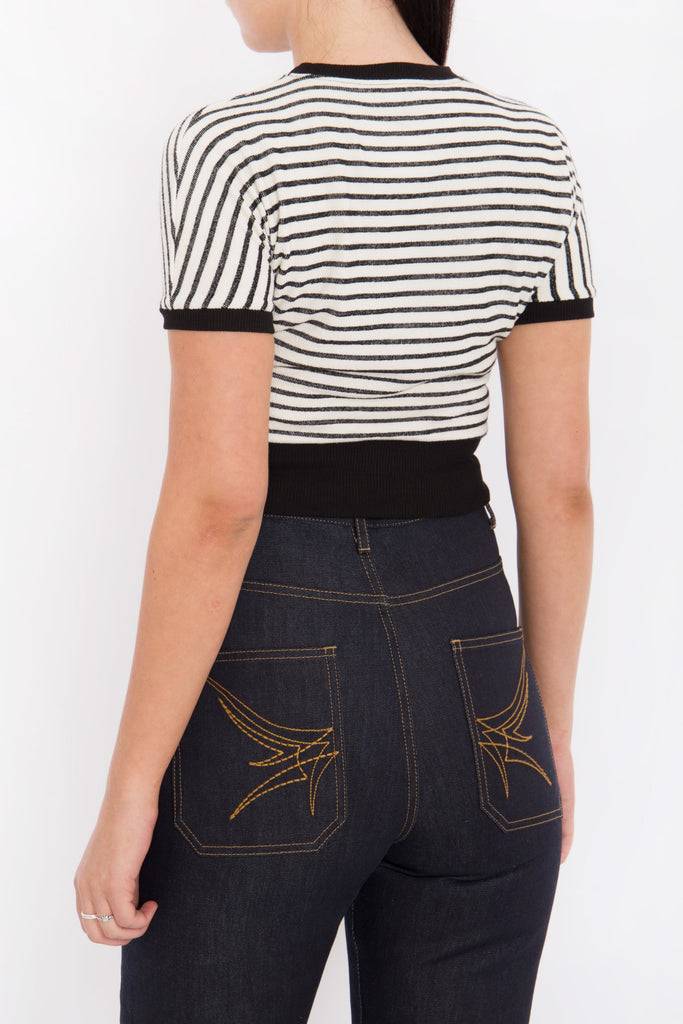 Queen Kerosin Cropped Pullover mit Streifen Hotsell