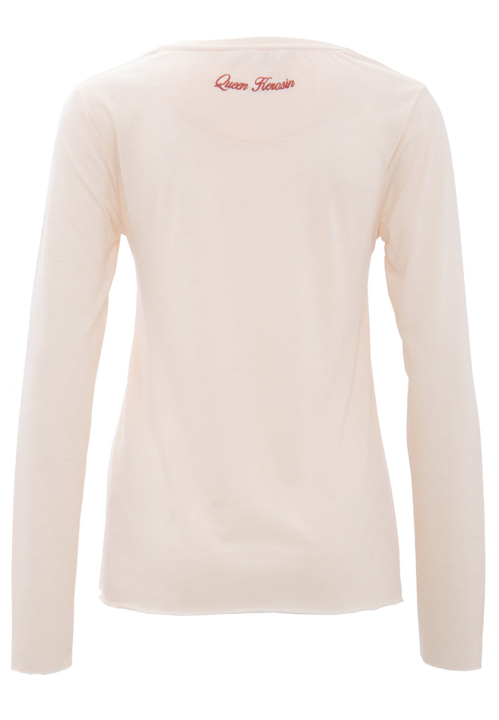 Queen Kerosin Basic Longsleeve mit offenen Abschlüssen und Logo Stickerei im Angebot
