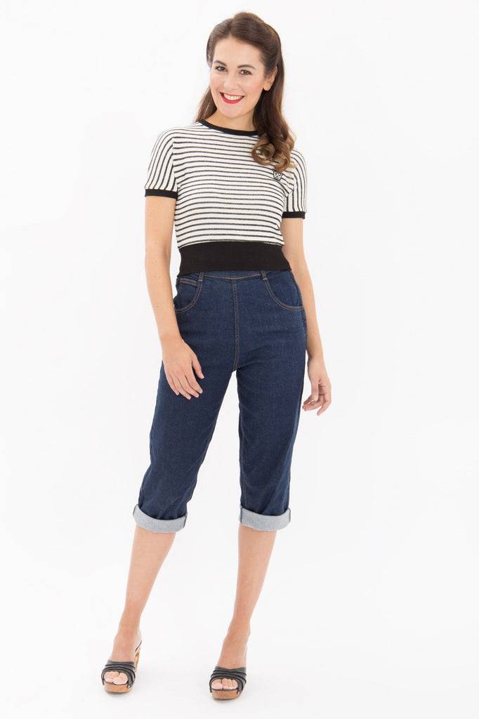 Queen Kerosin High Waist Capri Jeans mit seitlichem Reißverschluss Cyber Monday