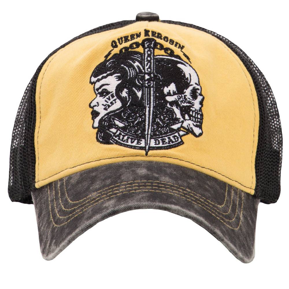 Queen Kerosin Trucker Cap in Vintage Waschung »Alive Dead« Auslauf