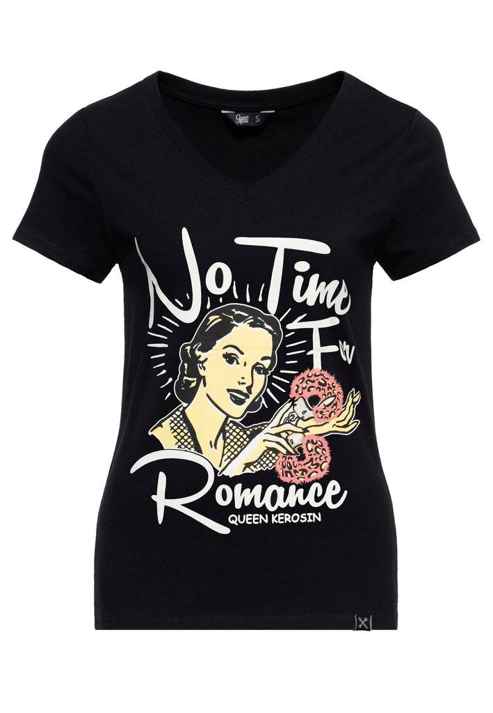 Queen Kerosin T-Shirt «No Time For Romance» Saisonale Angebote