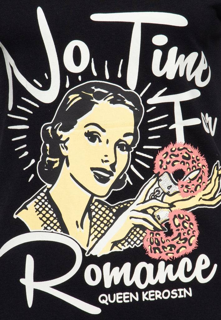 Queen Kerosin T-Shirt «No Time For Romance» Saisonale Angebote