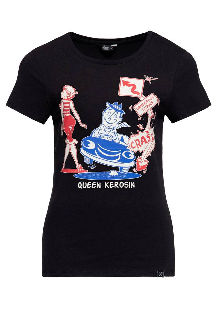 Queen Kerosin T-Shirt «Dangerous Curves» Räumungsverkauf