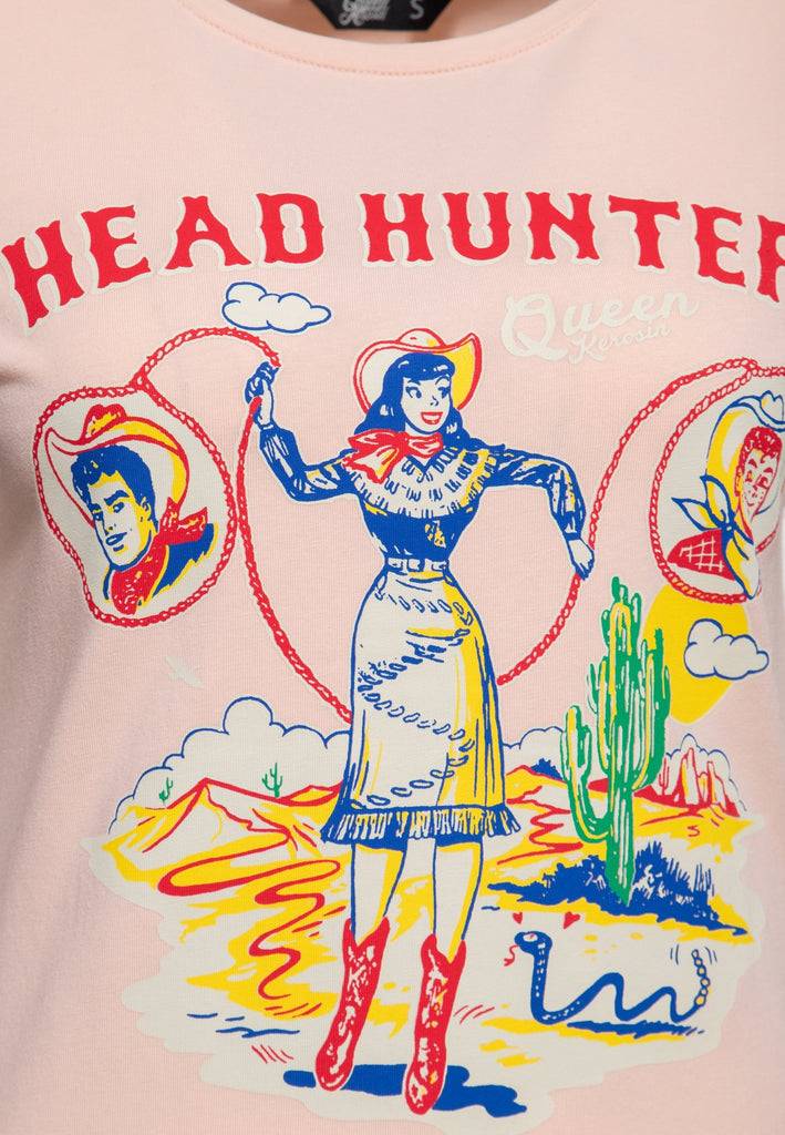 Queen Kerosin Print T-Shirt «Head Hunter» Sonderangebote