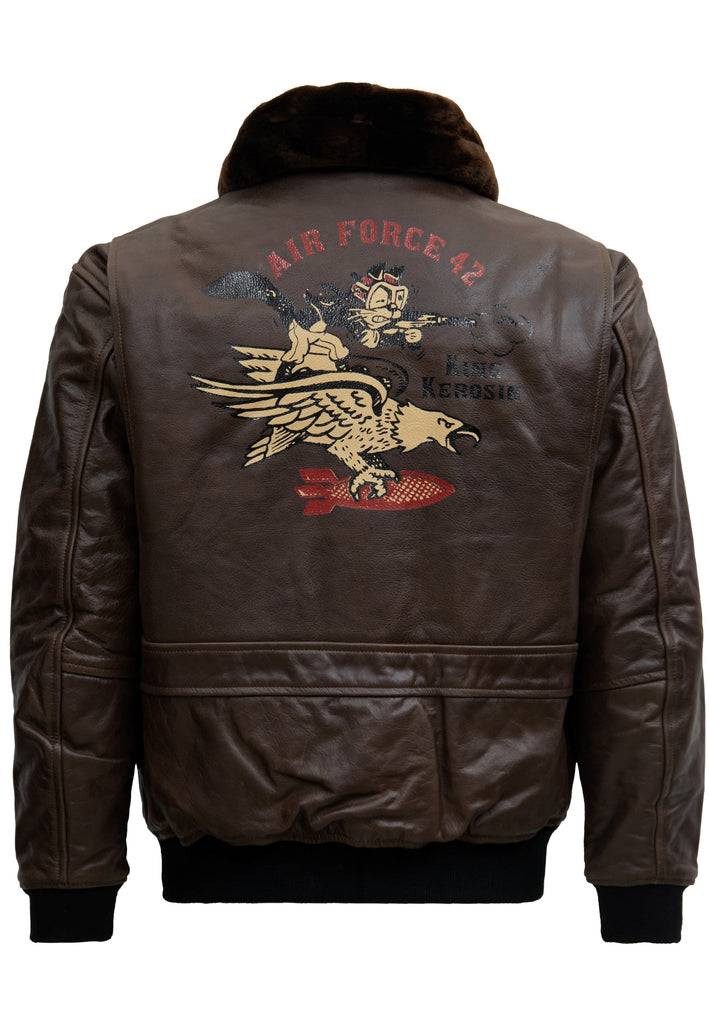 Queen Kerosin Leder Aviator Jacke «Air Force 42» Valentinstagsangebot