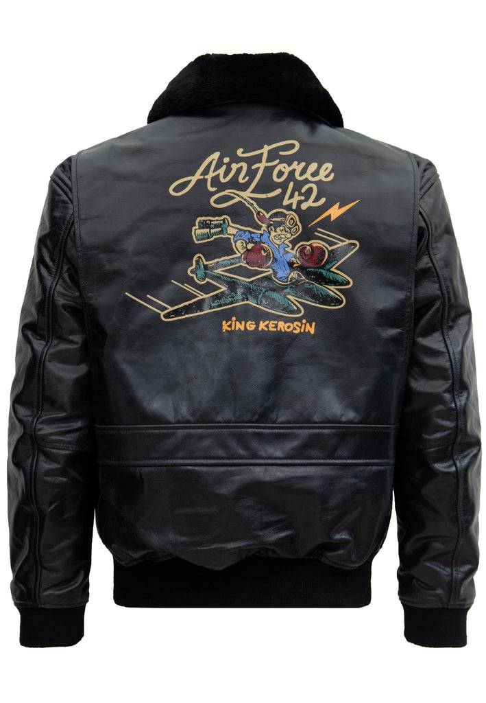 Queen Kerosin Leder Aviator Jacke «Air Force 42» Jubiläumsangebot