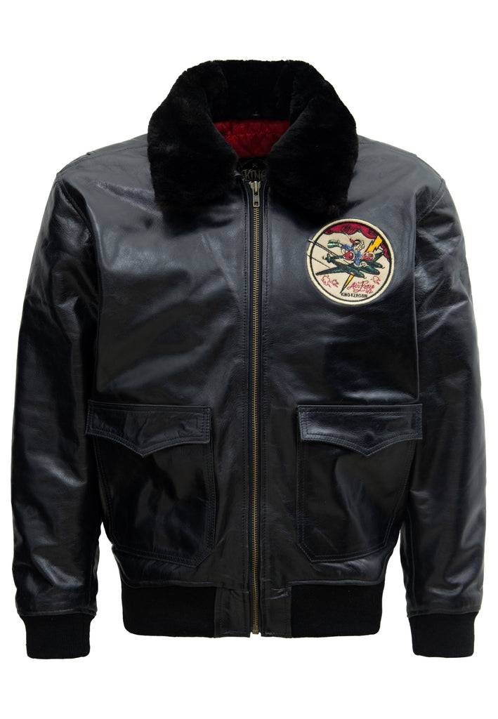 Queen Kerosin Leder Aviator Jacke «Air Force 42» Jubiläumsangebot