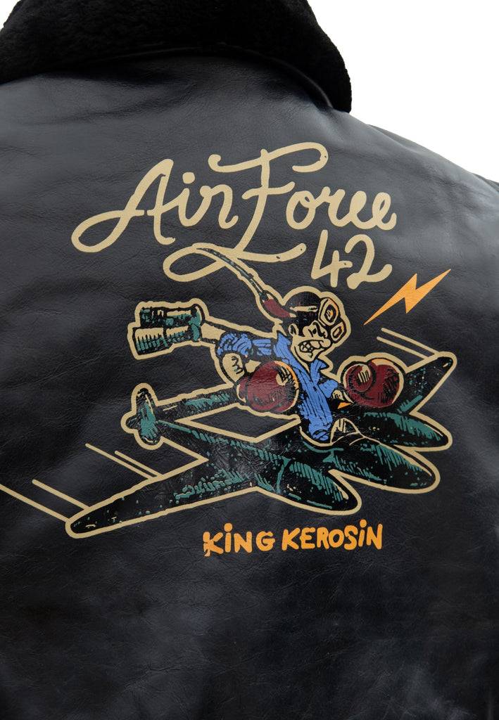 Queen Kerosin Leder Aviator Jacke «Air Force 42» Jubiläumsangebot